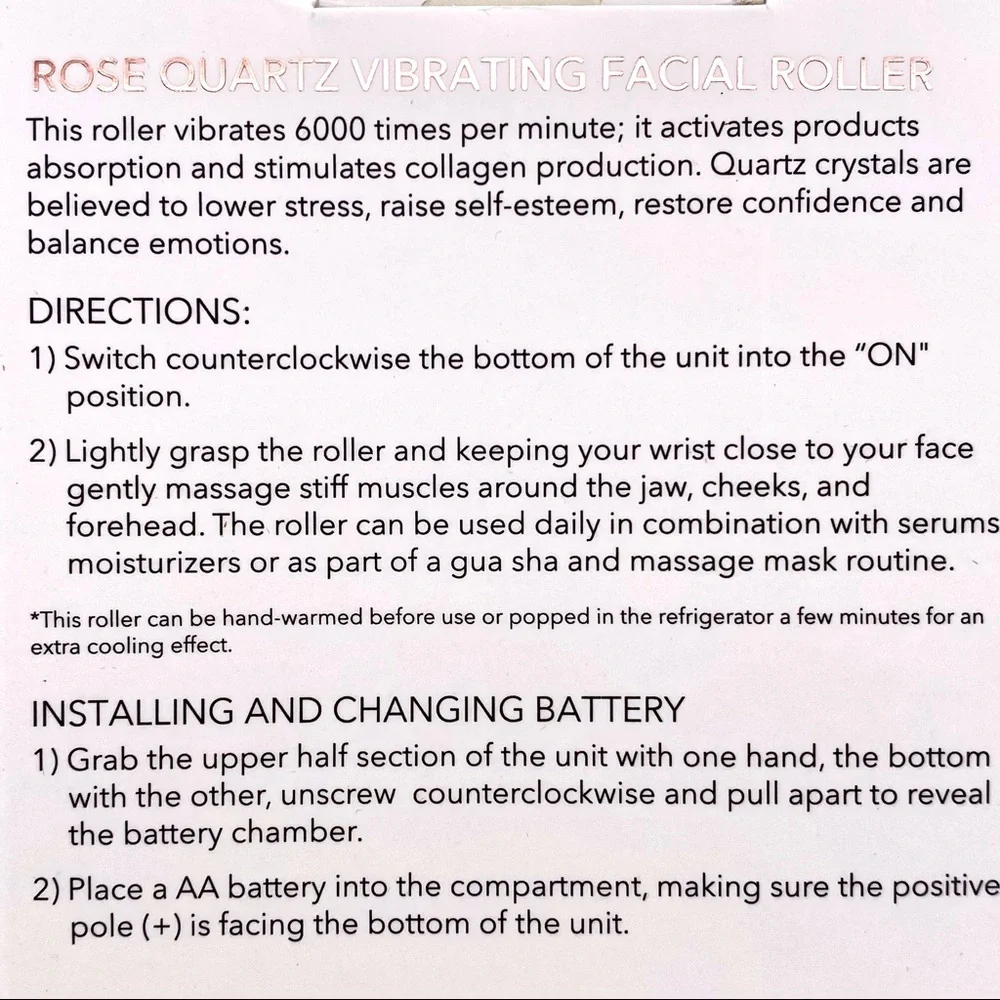 NIB Zoë Ayla Rose Quartz Vibrating Facial Roller - Picture 14 of 15